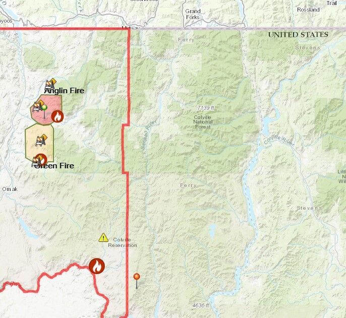 Map of Okanogan fires
